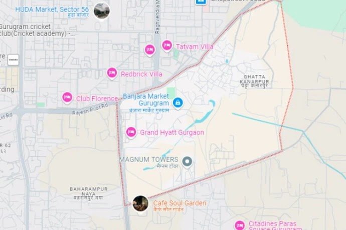 Oberoi Three Sixty Sector 58  Location Map